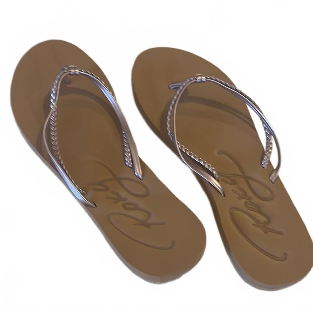 Stylish‎ Brown and Rose Gold Flip Flops